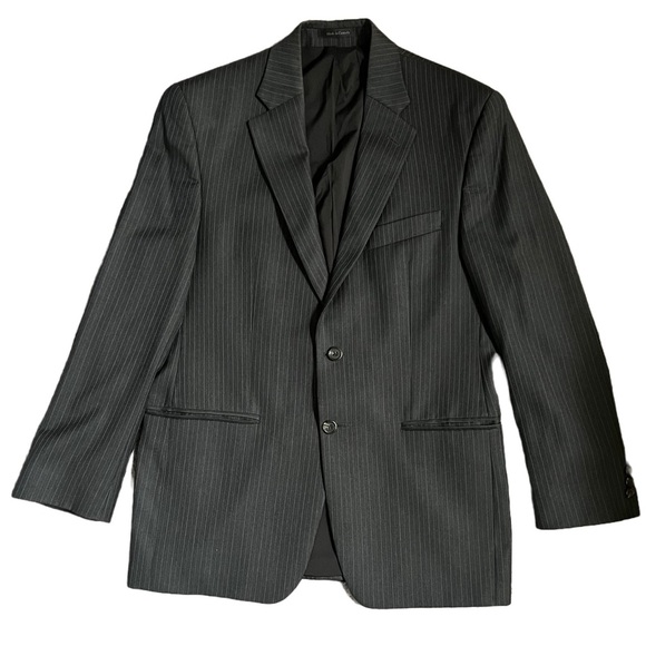 LAUREN RALPH LAUREN BLACK PINSTRIPE WOOL SUIT JACKET SIZE MEDIUM - Picture 1 of 10